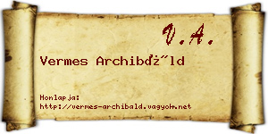 Vermes Archibáld névjegykártya